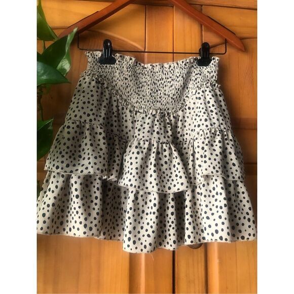 Alya Ruffle Mini Skirt Dot Print Size S - Picture 1 of 8